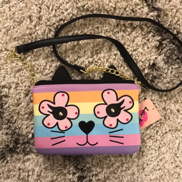 Betsey Johnson Handbags - LAST CHANCE Betsey rainbow stripe cat crossbody